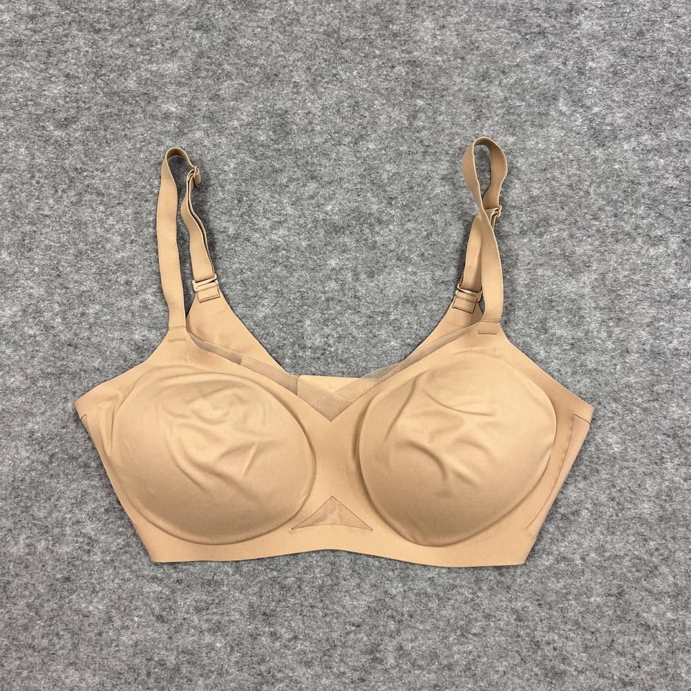 Honeylove Bra Womens 36D Beige Longline Wireless Molded Seamless Mesh Hook & Eye